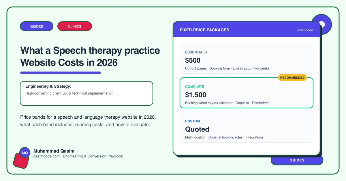 What a Speech therapy practice Website Costs in 2026