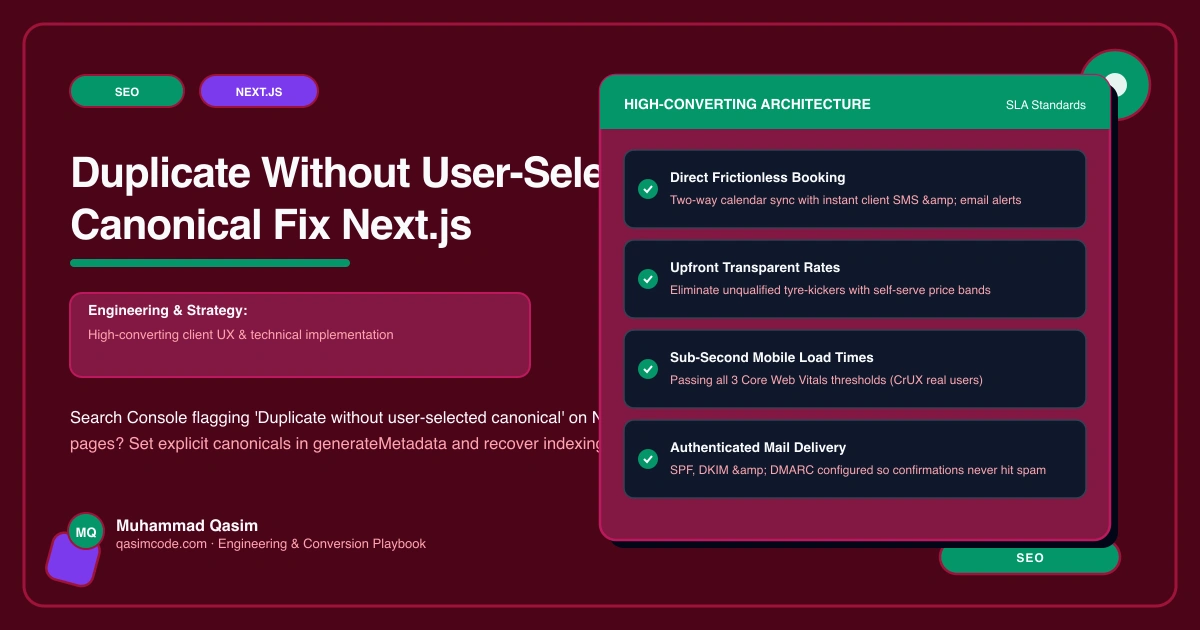 Duplicate Without User-Selected Canonical Fix Next.js
