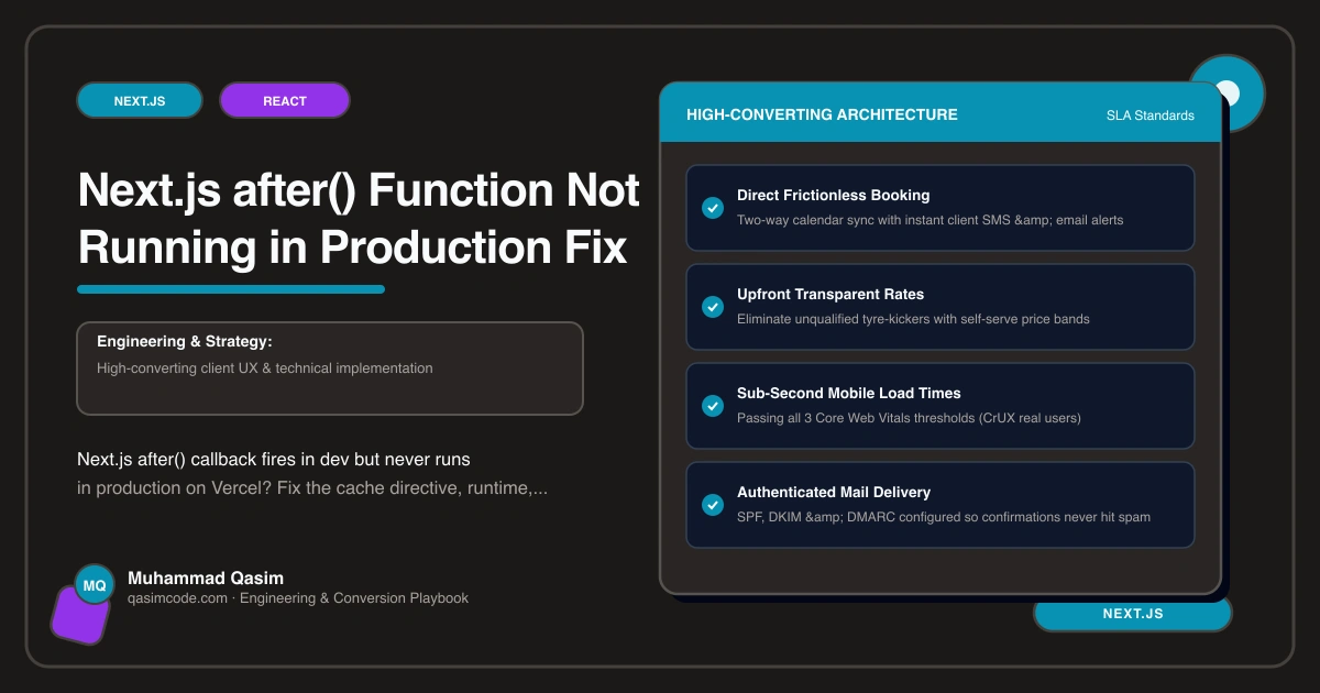 Next.js after() Function Not Running in Production Fix