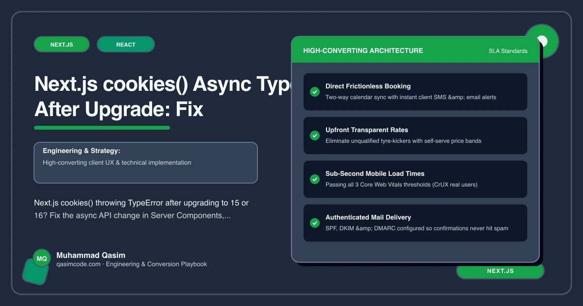 Next.js cookies() Async TypeError After Upgrade: Fix