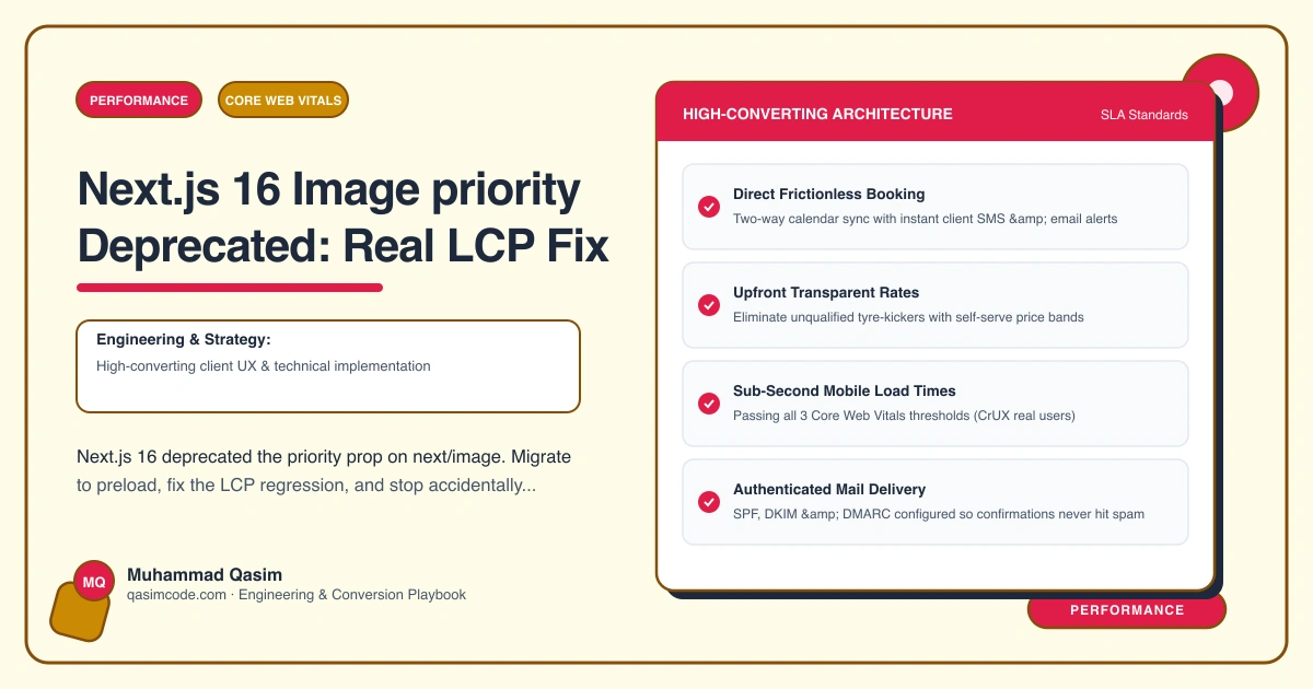 Next.js 16 Image priority Deprecated: Real LCP Fix