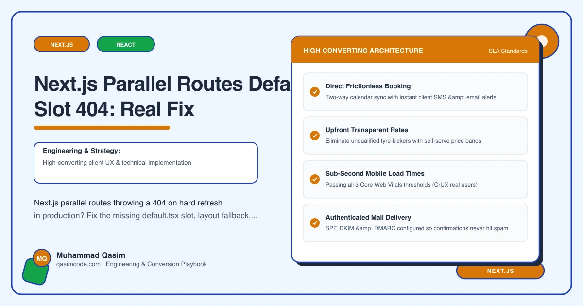 Next.js Parallel Routes Default Slot 404: Real Fix