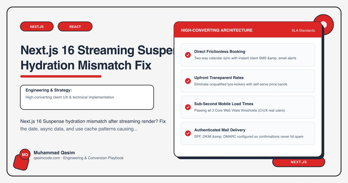 Next.js 16 Streaming Suspense Hydration Mismatch Fix