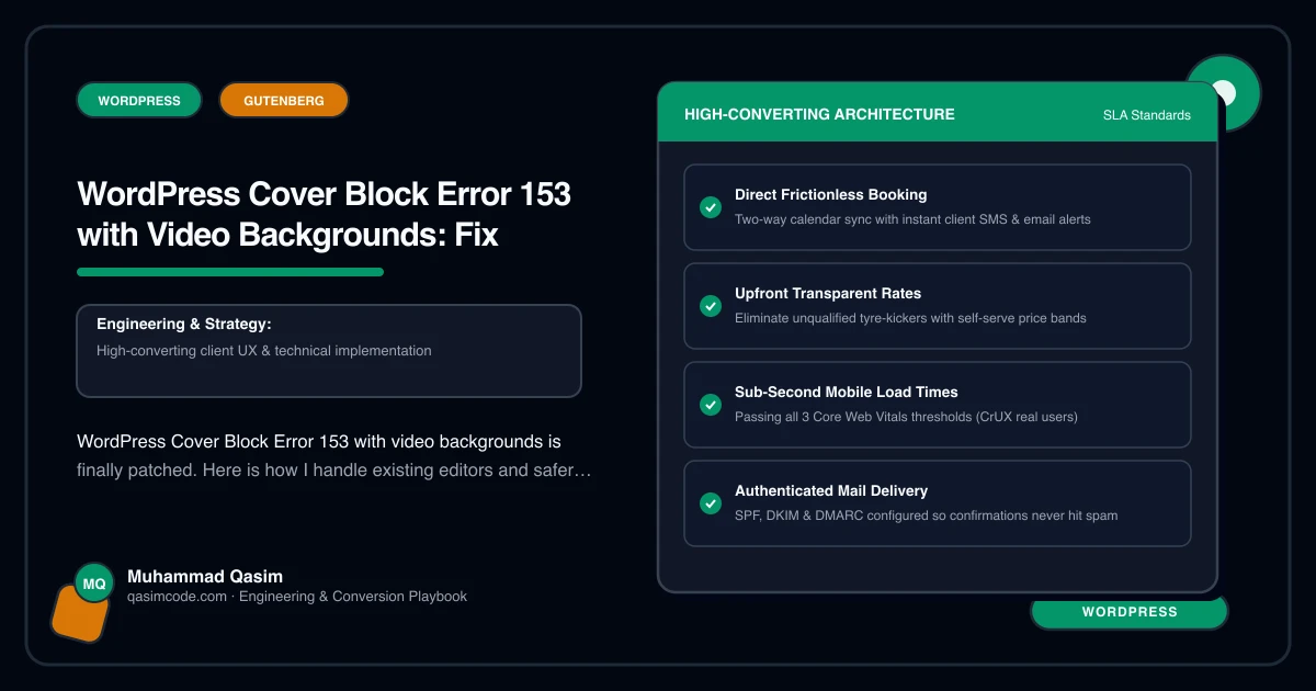 WordPress Cover Block Error 153 with Video Backgrounds: Fix